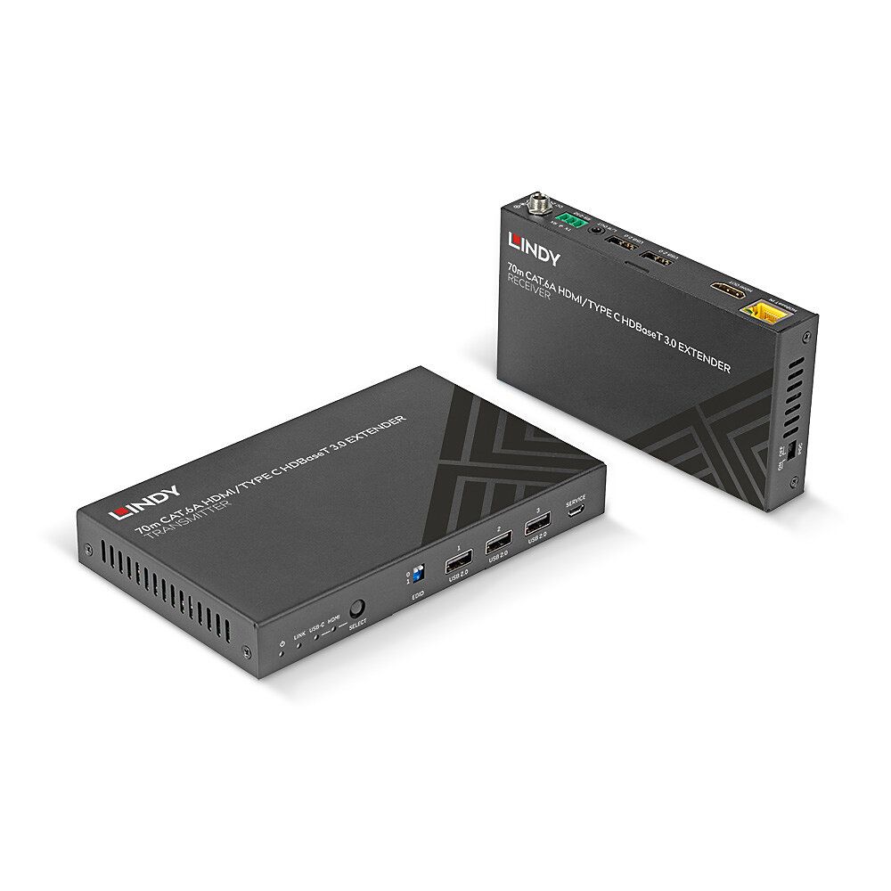 Lindy Cat.6A TypeC & HDMI HDBaseT 3.0 KVM Extender - Digital/Display/Video - KVM