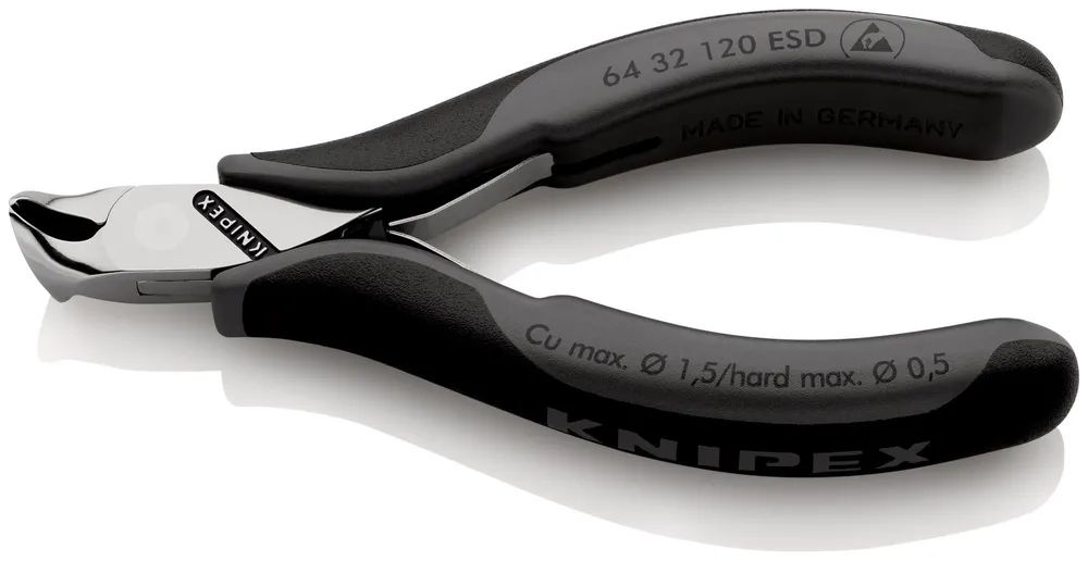 KNIPEX Elektronik-Vornschneider ESD mit Mehrkomponenten-Hüllen 120 mm