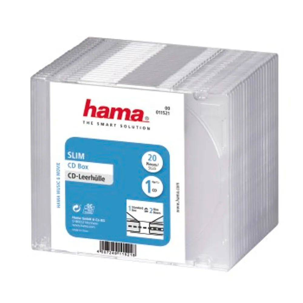 Hama CD-Slim-Box, 20er-Pack, Transparent, Vorratspack