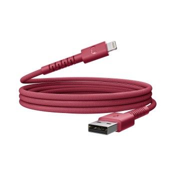 Fresh 'n Rebel USB-A zu Lightning silicone geflochtenes Kabel "FlexWave" 2m, Berry Red