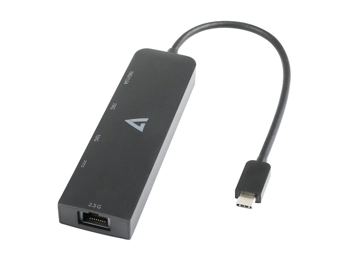 V7 V7UCRJ25GHUB-BLK - Netzwerk-/USB-Adapter - USB-C 3.2 Gen 2