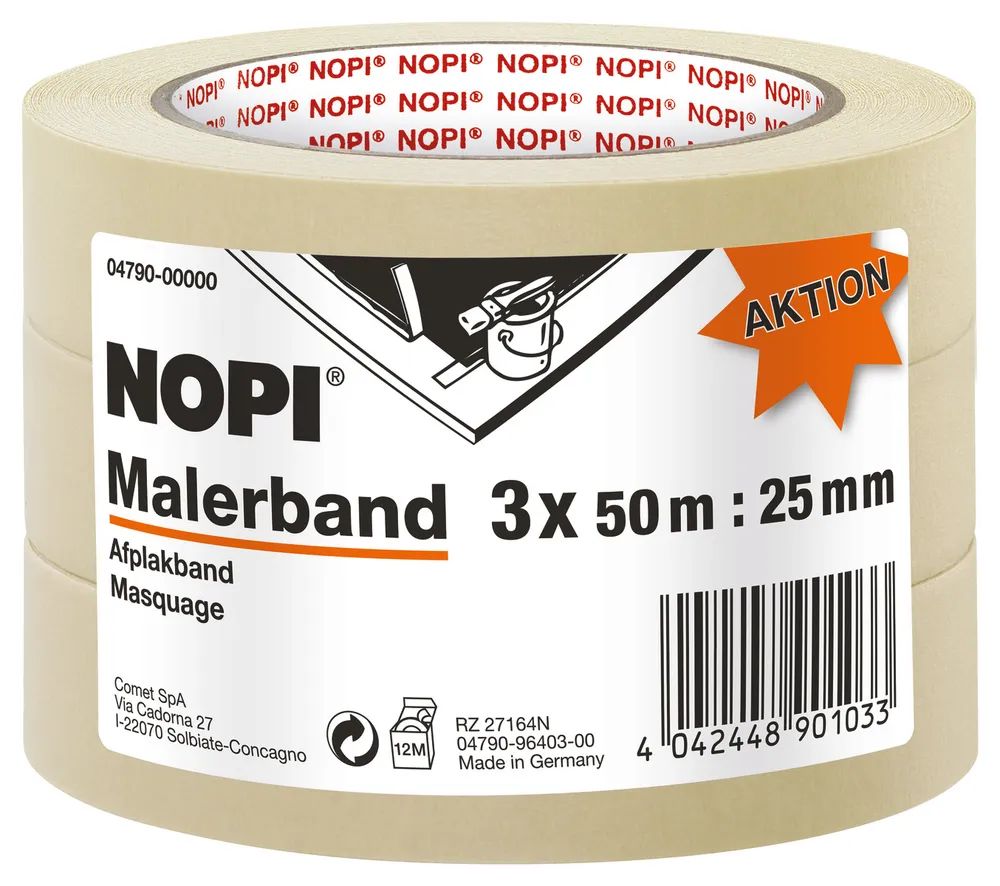 NOPI Kreppband – 3er-Pack – Malerband für saubere Kanten