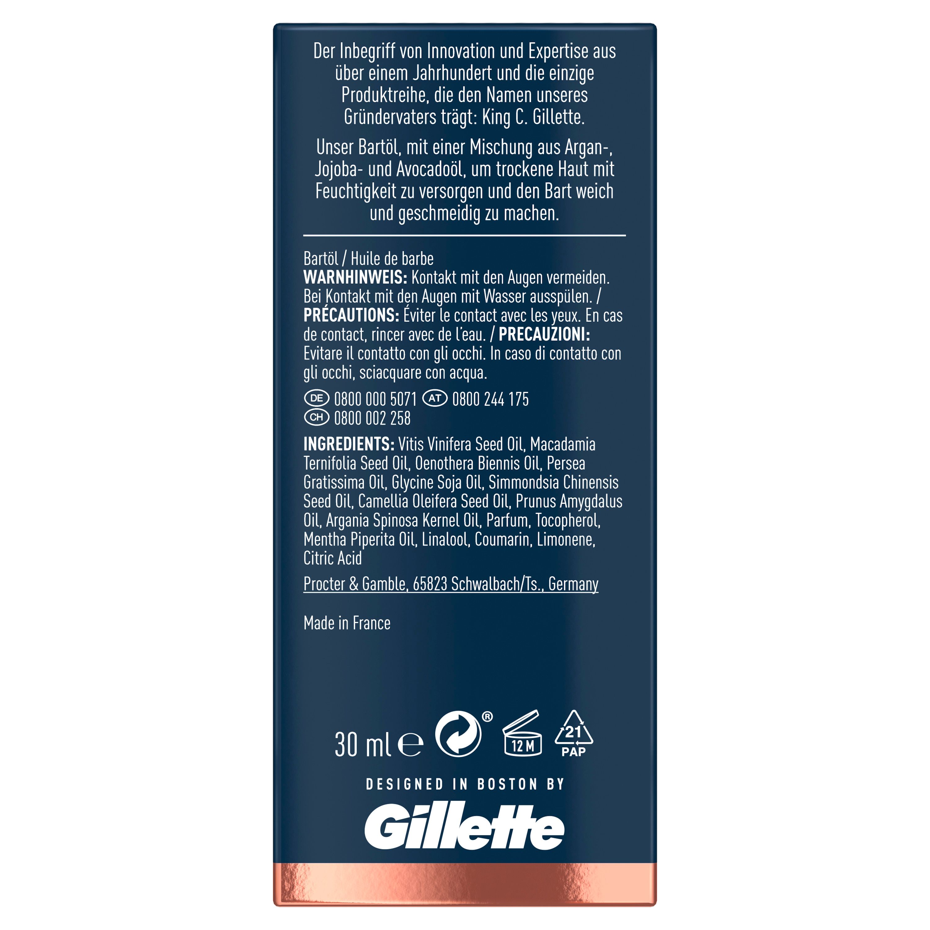 King C. Gillette Bartöl 30 ml