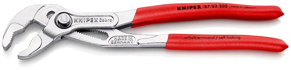 KNIPEX Cobra® Hightech-Wasserpumpenzange mit rutschhemmendem Kunststoff überzogen verchromt 250 mm