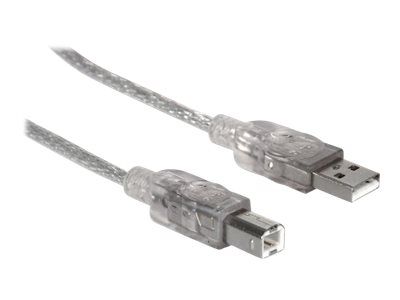 Manhattan USB-A to USB-B Cable, 3m, Male to Male, Translucent Silver, 480 Mbps (USB 2.0)