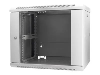 Intellinet Network Cabinet, Wall Mount (Standard), 9U, Usable Depth 350mm/Width 540mm, Grey, Assembled, Max 60kg, Metal & Glass Door, Back Panel, Removeable Sides, Suitable also for use on desk or floor, 19",Parts for wall install (eg screws/rawl plu
