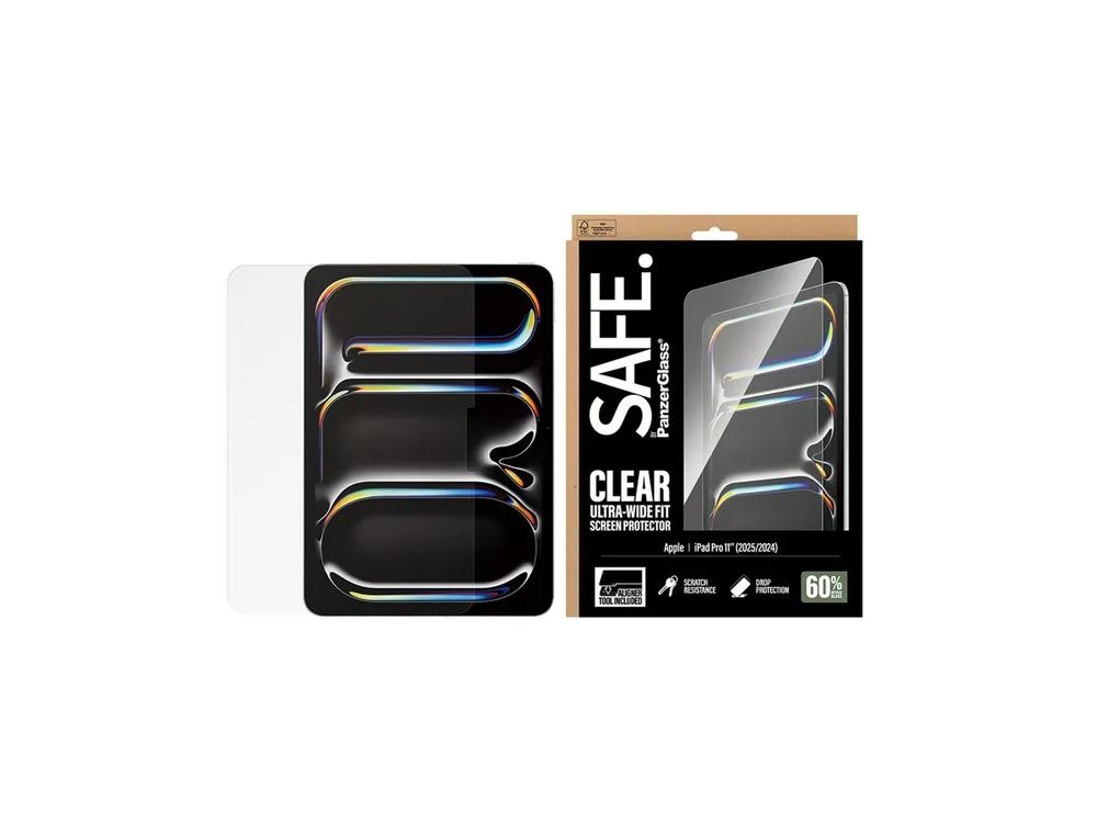 PanzerGlass SAFE. by PanzerGlass - Bildschirmschutz für Tablet - ultraweite Passform, mit FASTFIT-Werkzeug - Glas - für Apple 11-inch iPad Pro (M4, M5)