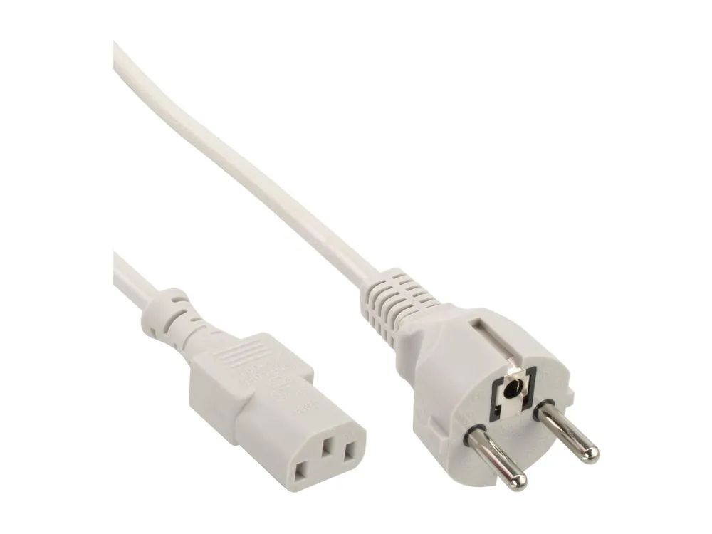InLine Netzkabel - Schutzkontakt gerade auf Kaltgerätestecker C13 - 5,0m - grau