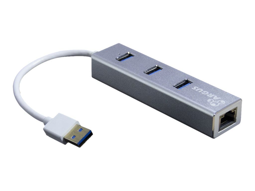Inter-Tech Argus IT-310-S - Hub - 3 x SuperSpeed USB 3.0 + 1 x 10/100/1000