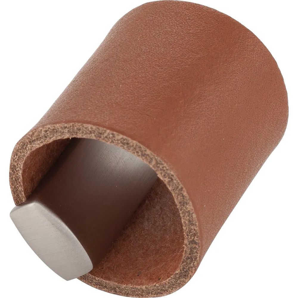 Furnipart Möbelknopf Drum LA 32, Breite 40 mm, Leder/ZN cognac/Edelstahl Effekt