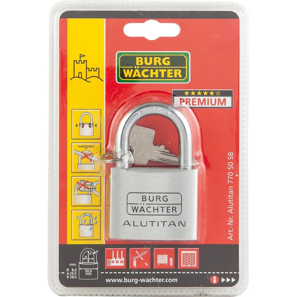 BURG-WÄCHTER Vorhangschloss 770 Alutitan verschiedensperrend, 30 mm SB
