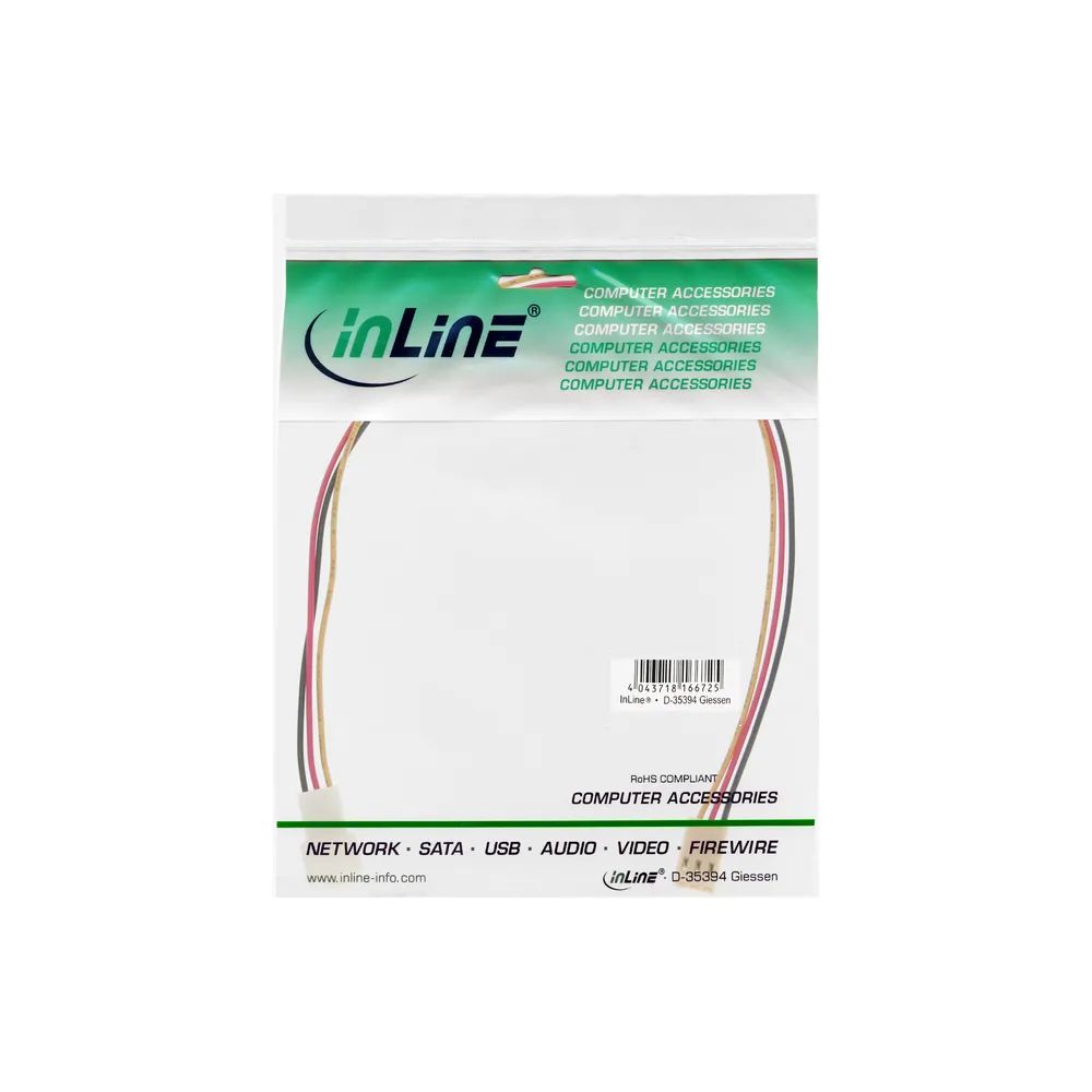 InLine Lüfterkabel Verlängerung - 3pol Molex Stecker/Buchse - Tachosignal - 2m