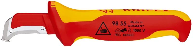 KNIPEX Kabelmesser mit Gleitschuh, sichelförmige Klinge, VDE 2-K