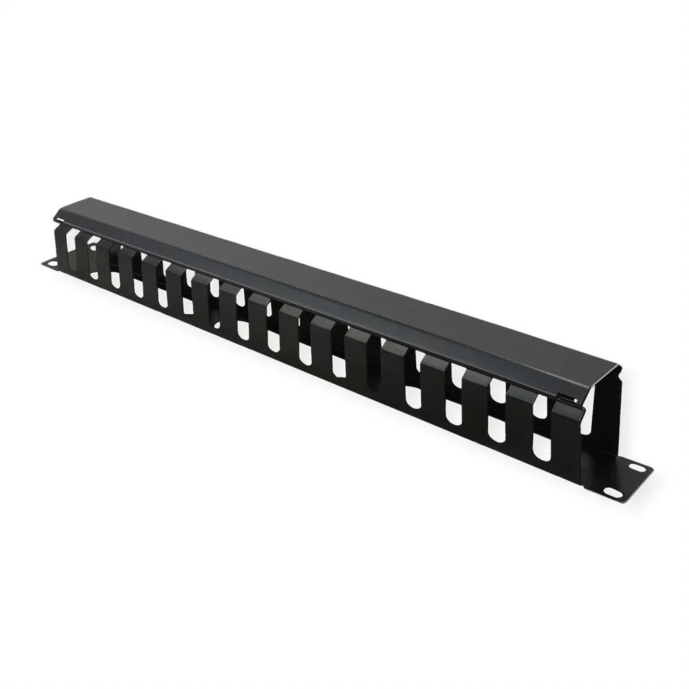 VALUE 19-Zoll-Frontplatte 1 HE mit Rangierkanal 40 x 40 mm, schwarz