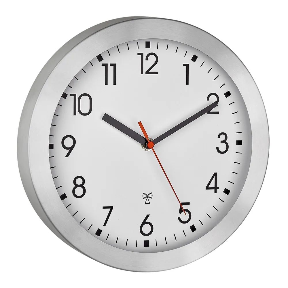 TFA Analoge Funk-Wanduhr mit Metallrahmen