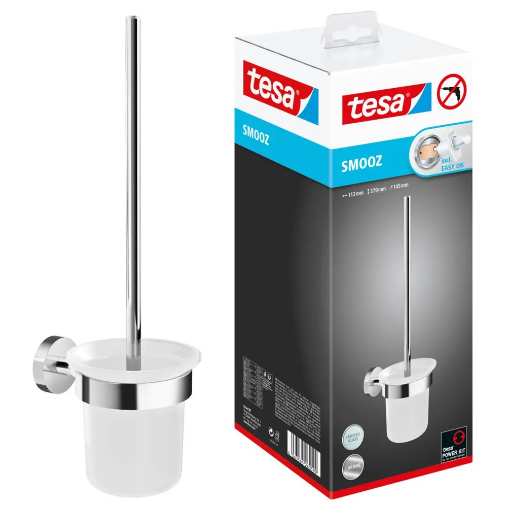 tesa® SMOOZ WC-Garnitur, satiniertes Glas, ohne Bohren