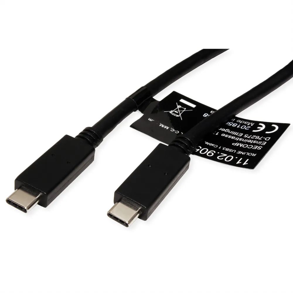 ROLINE USB 3.2 Gen 2 Kabel, C-C, ST/ST, 4K UHD-1, 10Gbit/s, Emark, 100W, schwarz, 2 m