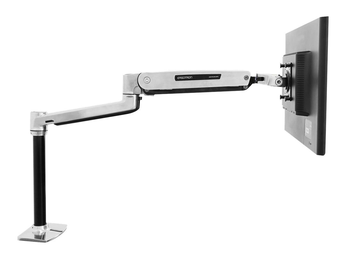 Ergotron LX - Befestigungskit (Verlängerungsarm, Stange, VESA-Adapter, Steh-Sitz-Arm, Tisch-Klemme, Befestigung für Kabeldurchgang) - für LCD-Display - Aluminium - Polished Aluminum - Bildschirmgröße: bis zu 106,7 cm (bis zu 42 Zoll)