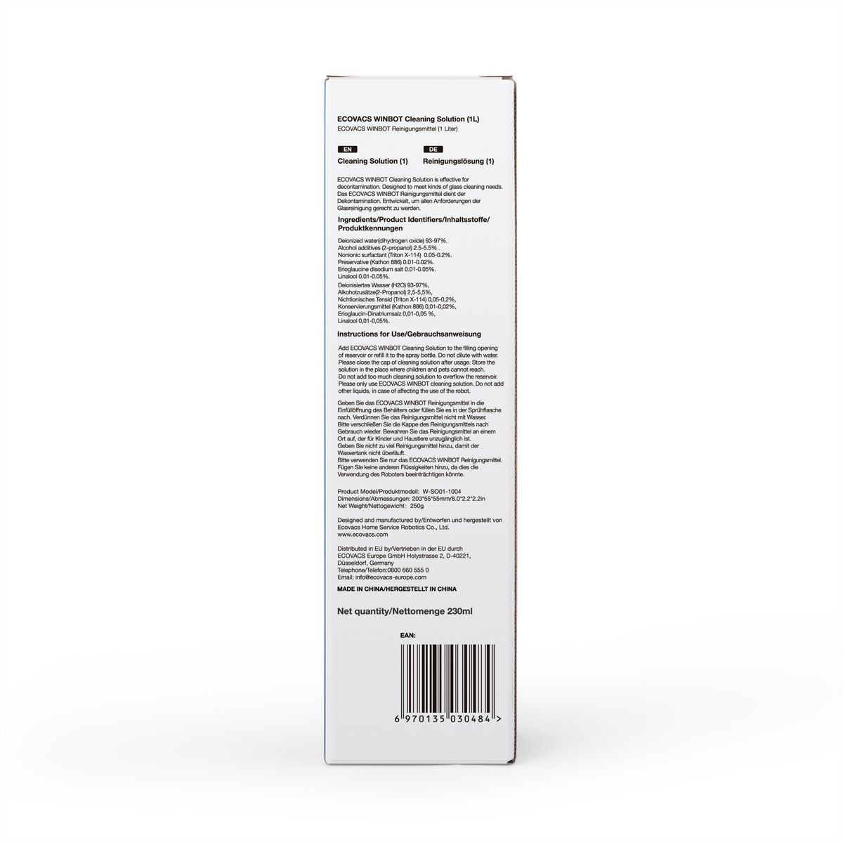 Ecovacs Reinigungslösung 230ml, zu Winbots-Serie