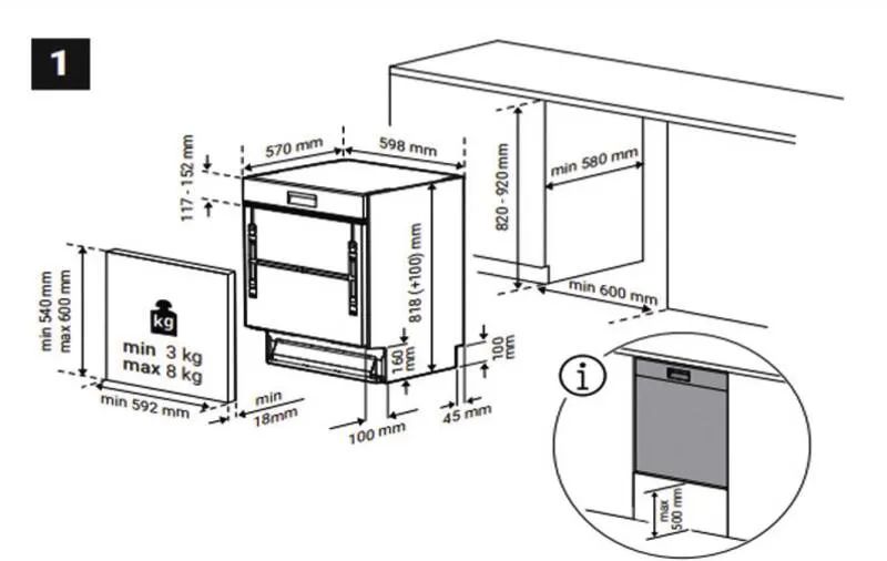 Beko BDSN28451X Teilingegrierbarer-Geschirrspüler B:60cm, B