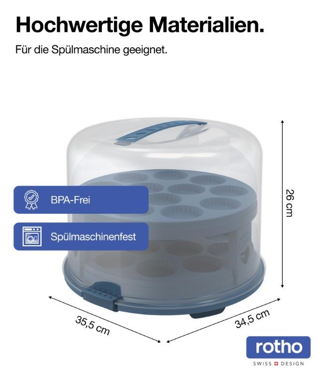 Rotho Tortenglocke XL 26 cm mit Trays FRESH