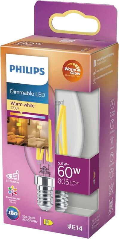 Philips LED classic 60W B35 E14 CL WGD90 SRT4