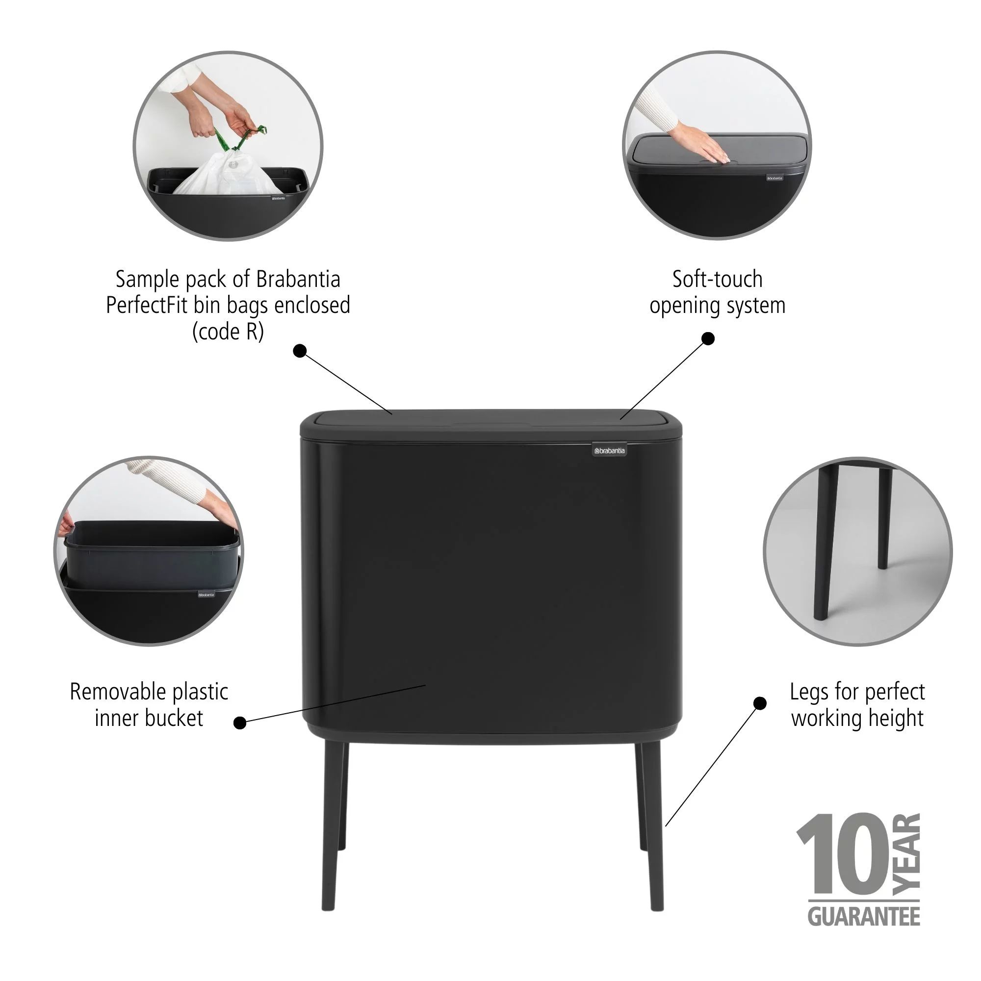 Brabantia Bo Touch Bin 36L mit Kunststoffeinsatz