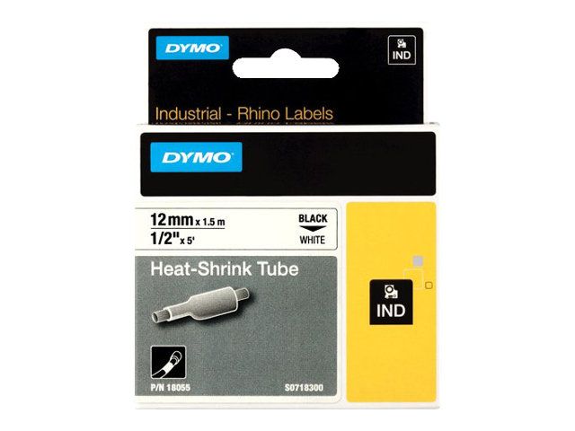 Dymo RhinoPRO Heat shrink tubing - Polyolefin - Schwarz auf Weiß - Rolle (1,3 cm x 1,5 m)