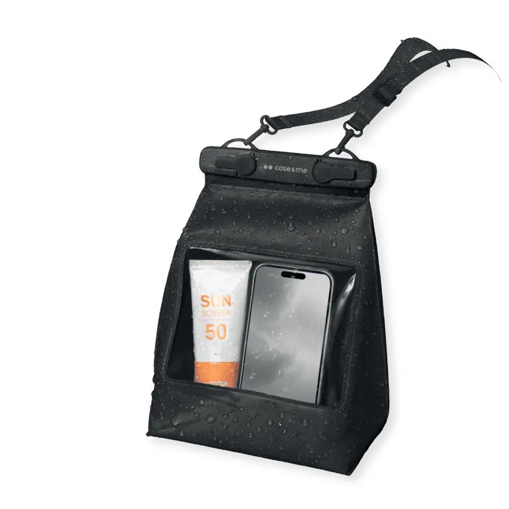 CASE&ME Wasserdichte Strand-Tasche für Smartphones u.ä., schwarz