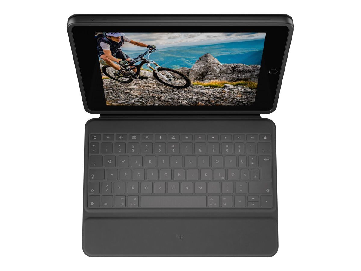 Logitech Rugged Folio - Tastatur und Foliohülle - Apple Smart connector - AZERTY - Französisch - Graphite - für Apple 10.9-inch iPad (10. Generation)