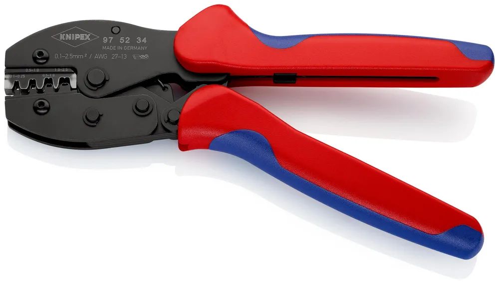 KNIPEX PreciForce® Crimpzange mit Mehrkomponenten-Hüllen brüniert 220 mm