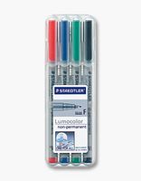 STAEDTLER Lumocolor 316 - Marker - nicht dauerhaft - Schwarz, Rot, Blau, Grün - 0.6 mm - fein (Packung mit 4)