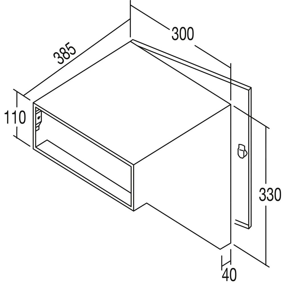 RENZ Durchwurfbriefkasten schräg,300x330x385 mm,Mauerstärke 405mm,Stahl verzinkt