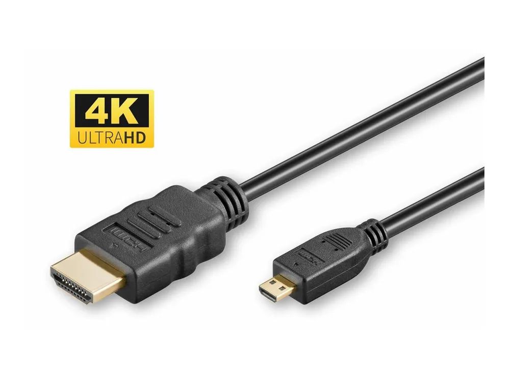 MicroConnect Highspeed - HDMI-Kabel mit Ethernet - HDMI männlich zu 19 pin micro HDMI Type D männlich - 3 m - Schwarz - unterstützt 4K 60 Hz (4096 x 2160)