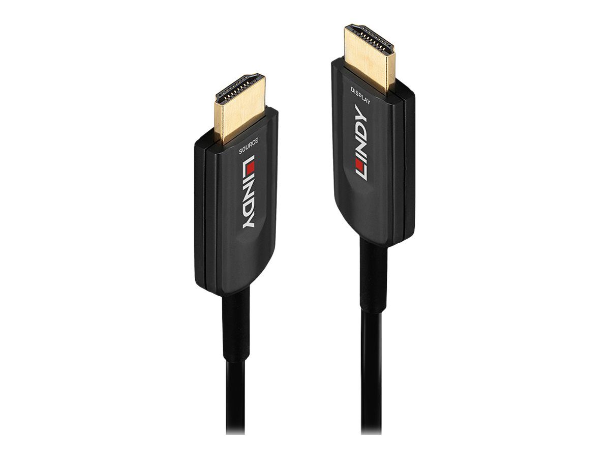 Lindy Ultra High Speed - HDMI-Kabel - HDMI männlich zu HDMI männlich - 20 m - Hybrid Kupfer/Kohlefaser - Schwarz - rund, Active Optical Cable (AOC)