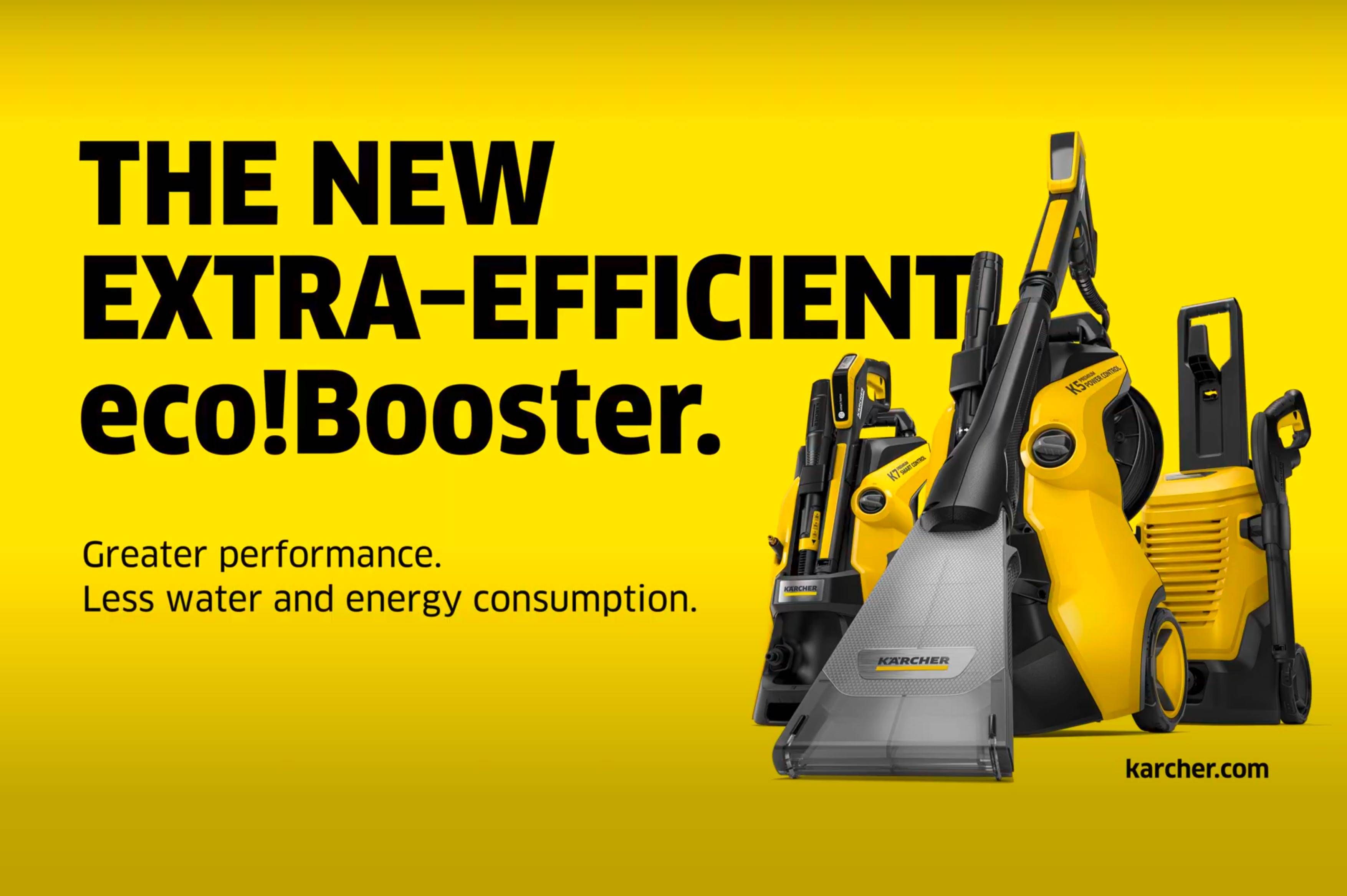 Kärcher Hochdruckreiniger mit eco!Booster Technologie – extra effizient, leistungsstark und umweltfreundlich.