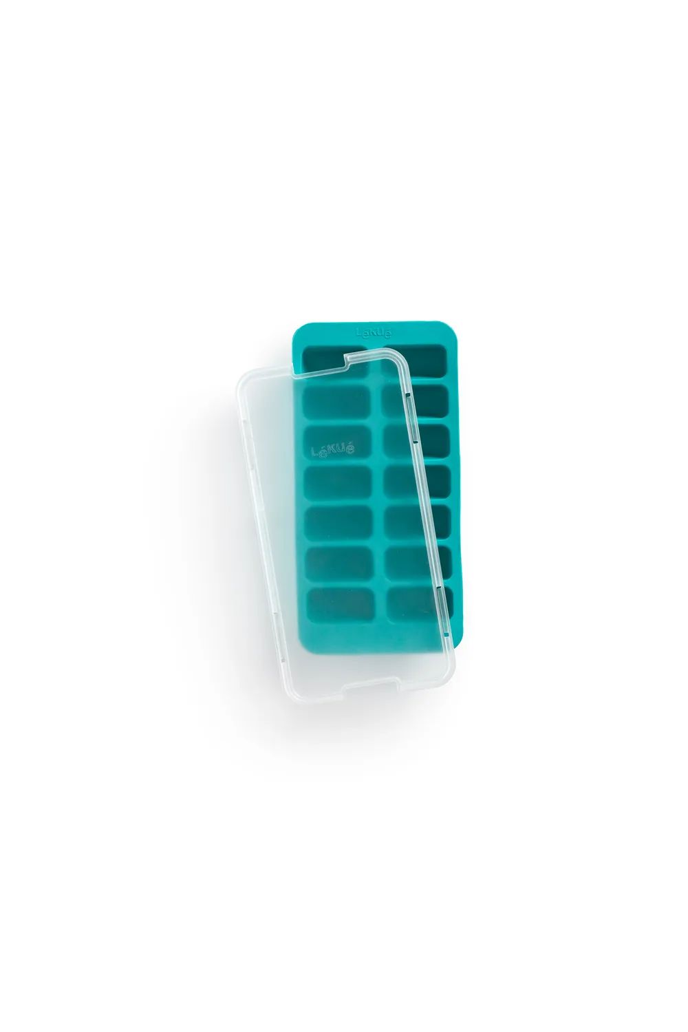 Lékué Rechteckige Eiswürfelform mit Deckel - Turquoise