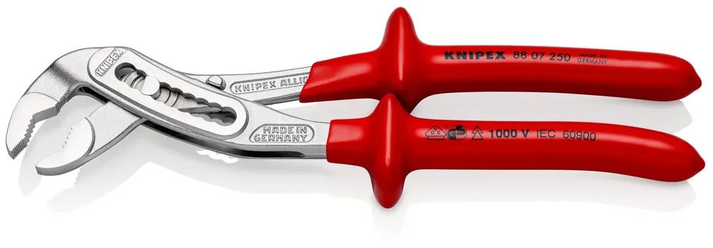 KNIPEX Alligator® Wasserpumpenzange tauchisoliert, VDE-geprüft verchromt 250 mm