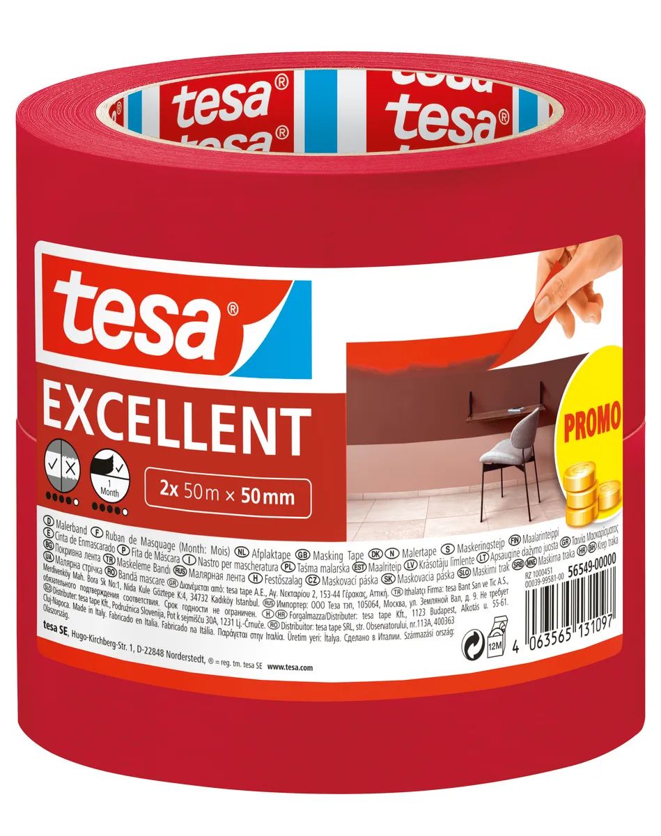 tesa® Malerband Excellent, 2er-Pack, für präzises Abkleben