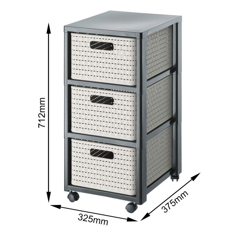 Rotho Tower 3 x A4 mit Rollen COUNTRY