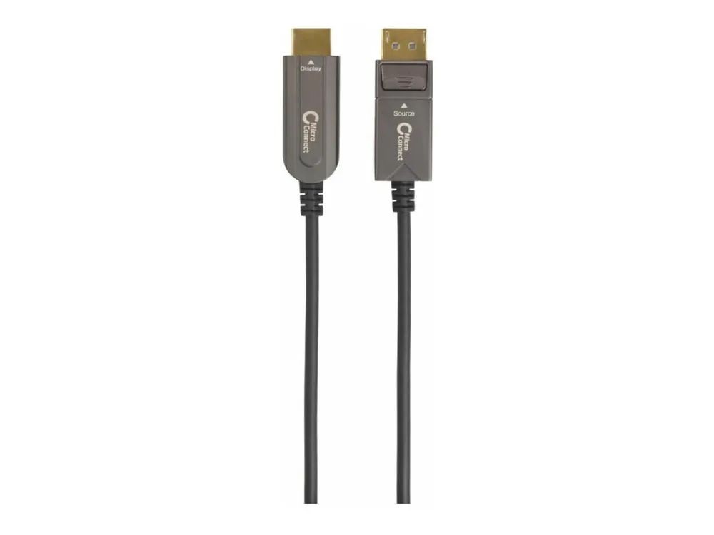 MicroConnect Premium - Adapterkabel - DisplayPort männlich zu HDMI männlich - 10 m - Hybrid Kupfer/Kohlefaser - Schwarz - Active Optical Cable (AOC)