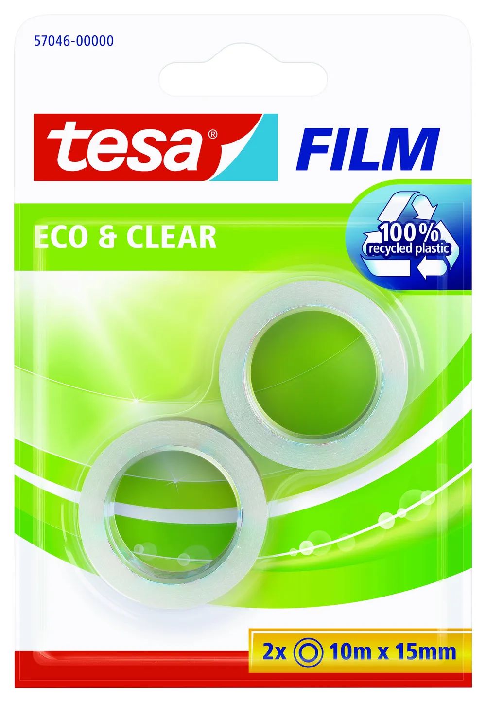 tesa® Klebefilm ECO&CLEAR 10m x 15mm, Doppelpack mit Abroller