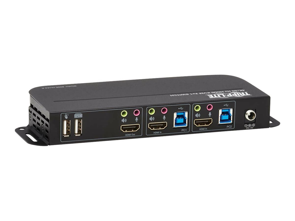 Eaton Tripp Lite series HDMI KVM, 2-Port 4K 60Hz 4:4:4, HDR, HDCP 2.2 Support, IR Remote and USB Cables