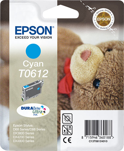 Epson Tine T0612 TeddyBear, Single, cyan