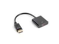 Lanberg AD-0009-BK - 0,1 m - DisplayPort - HDMI Typ A (Standard) - Männlich - Weiblich - Gold