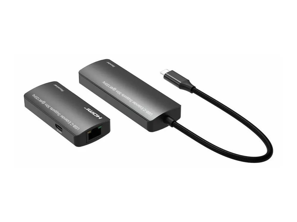 MicroConnect USB-C to HDMI Extender via ethernet 30m distance at - Ethernet - USB Typ C