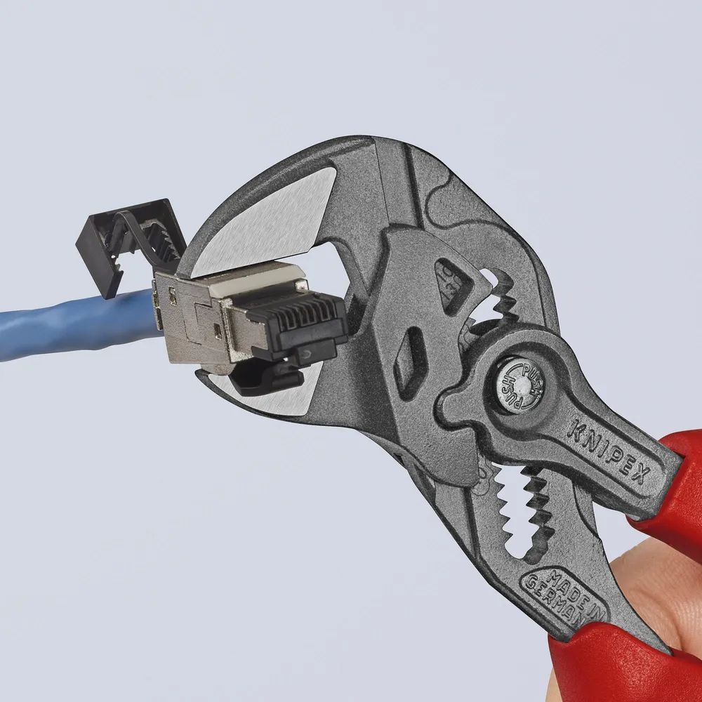 KNIPEX Zangenschlüssel Zange und Schraubenschlüssel in einem Werkzeug mit Mehrkomponenten-Hüllen grau atramentiert 180 mm
