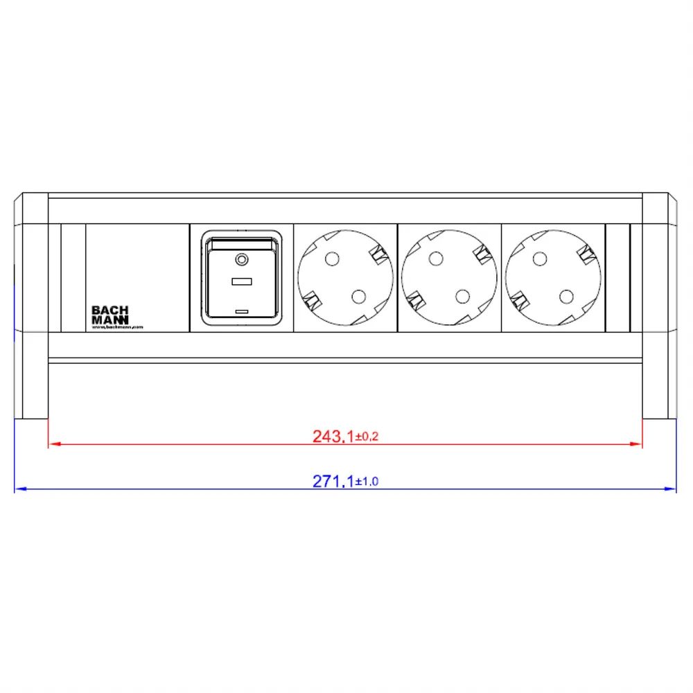 BACHMANN DESK 1xSchalter 3xCEE7/3