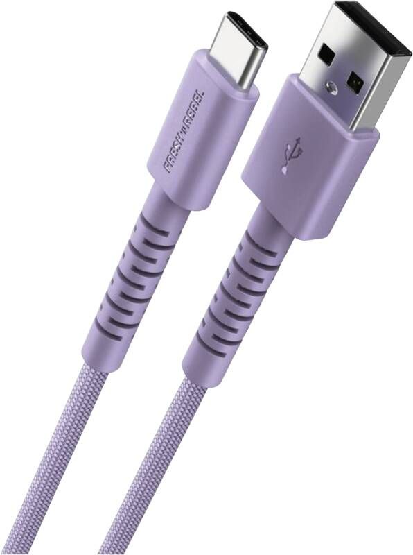 Fresh 'n Rebel USB-A zu USB-C silikon geflochtenes Kabel"FlexWave" 2m, Dreamy Lilac