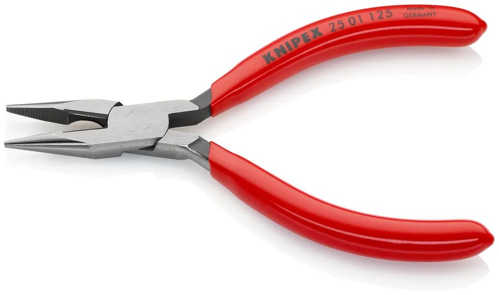 KNIPEX Flachrundzange mit Schneide (Radiozange) mit Kunststoff überzogen schwarz atramentiert 125 mm